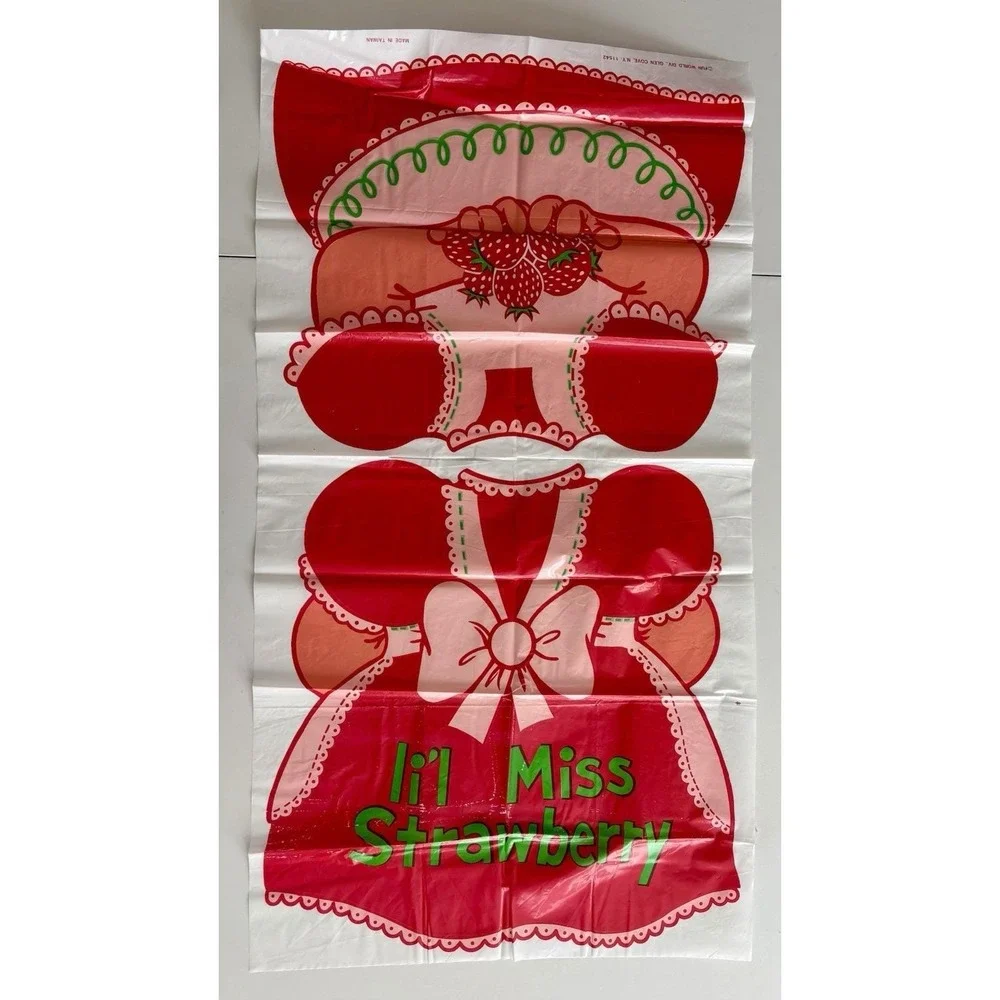 Vintage 1980s Fun World Li'l Miss Strawberry Halloween Costume & Hat Mask Set